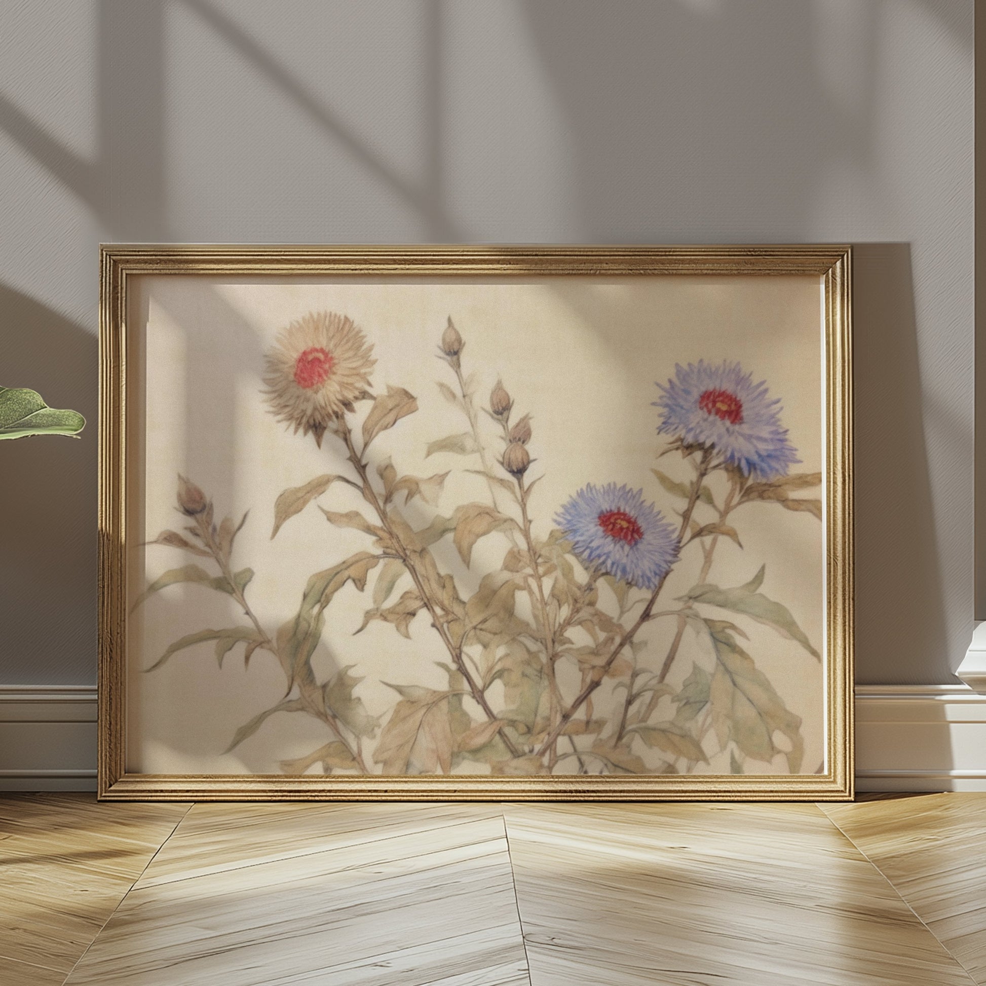 Premium Poster of Beautiful Floral Botanical Art on Neutral Background Posters