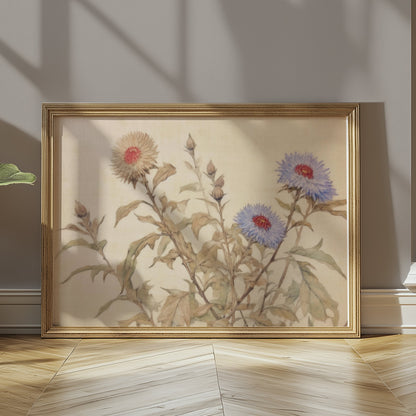 Premium Poster of Beautiful Floral Botanical Art on Neutral Background Posters