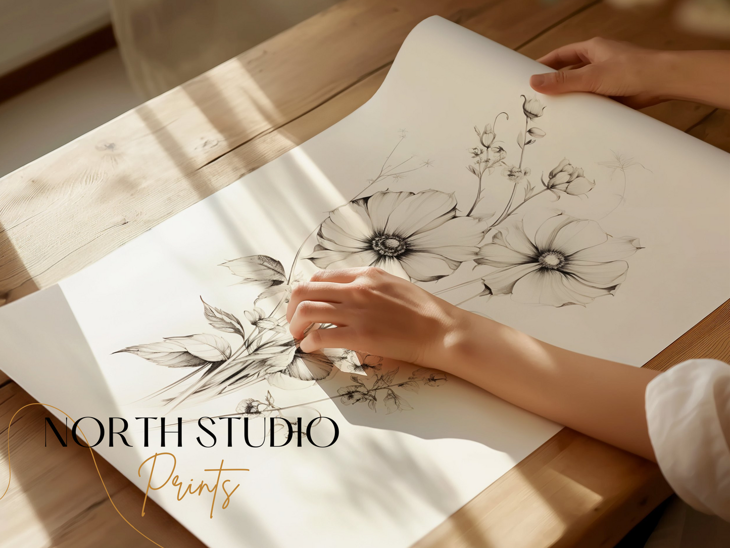Premium Poster of Beautiful Floral Sketch Art for Home Decor Posters