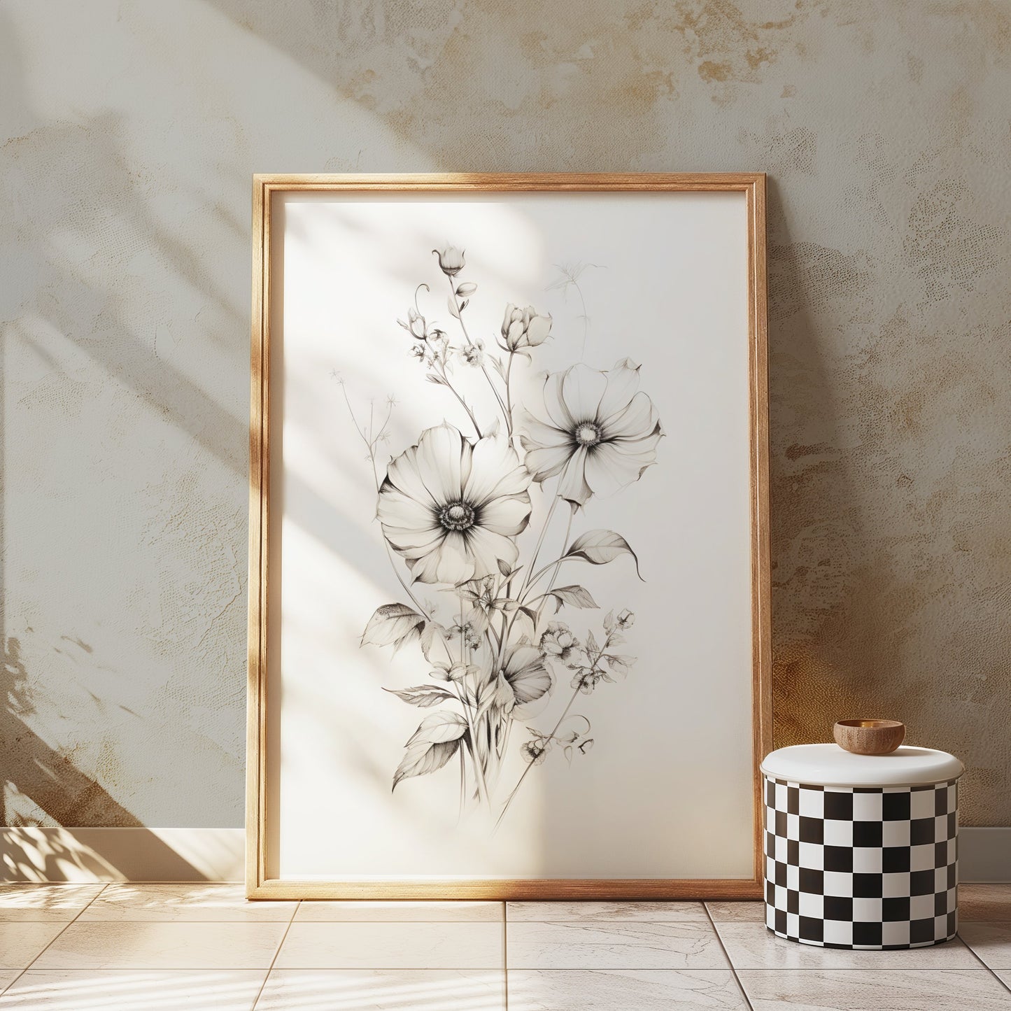 Premium Poster of Beautiful Floral Sketch Art for Home Decor Posters