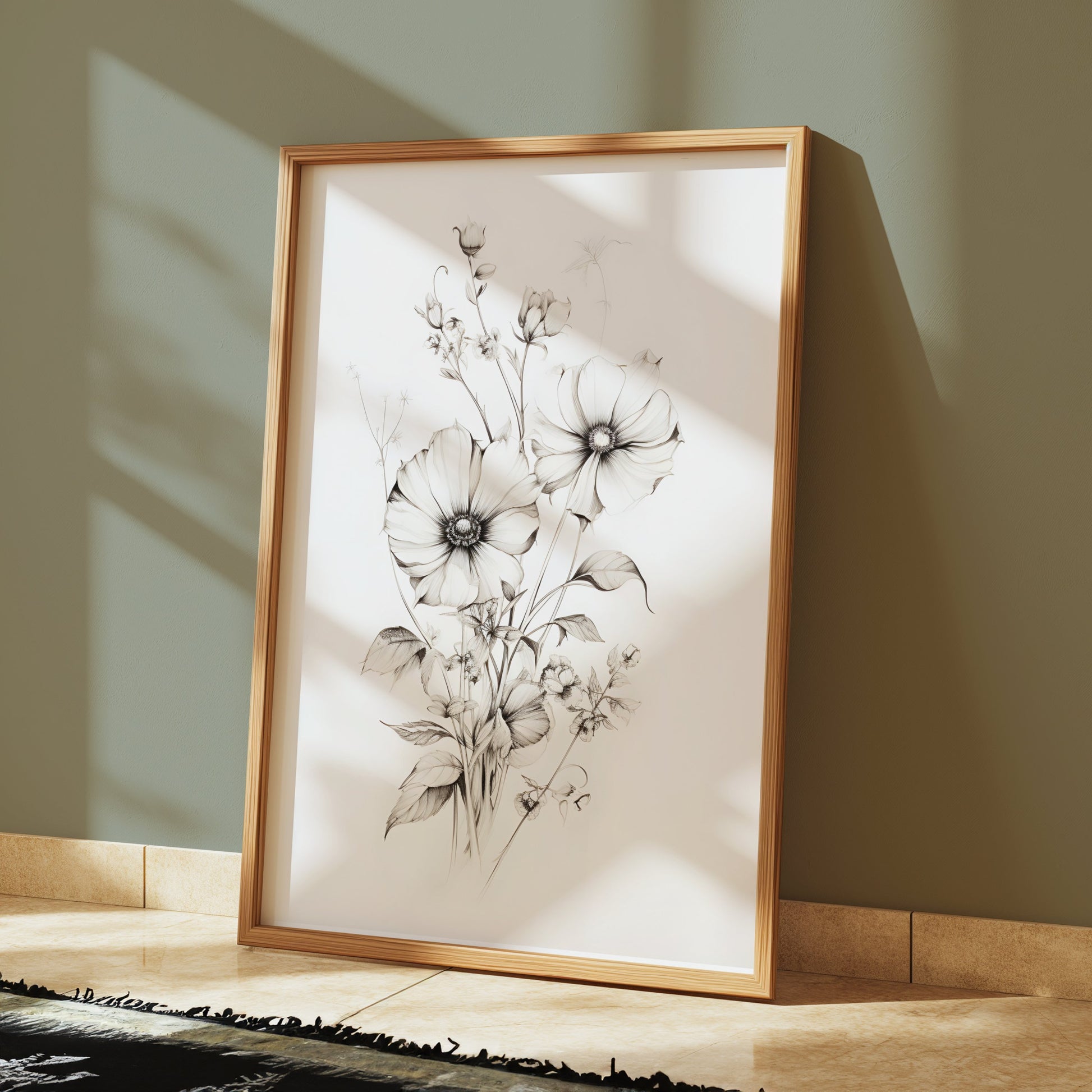 Premium Poster of Beautiful Floral Sketch Art for Home Decor Posters