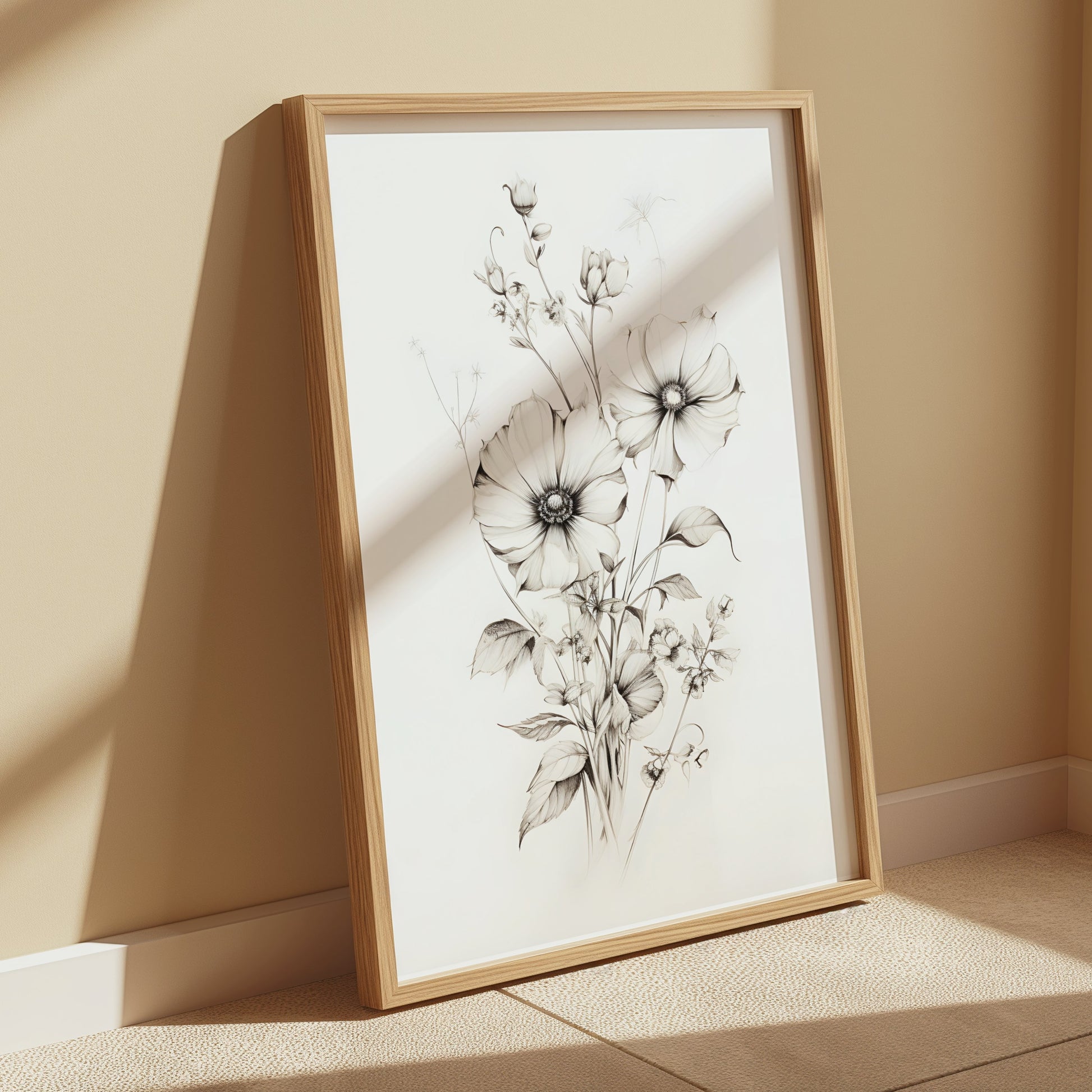 Premium Poster of Beautiful Floral Sketch Art for Home Decor Posters