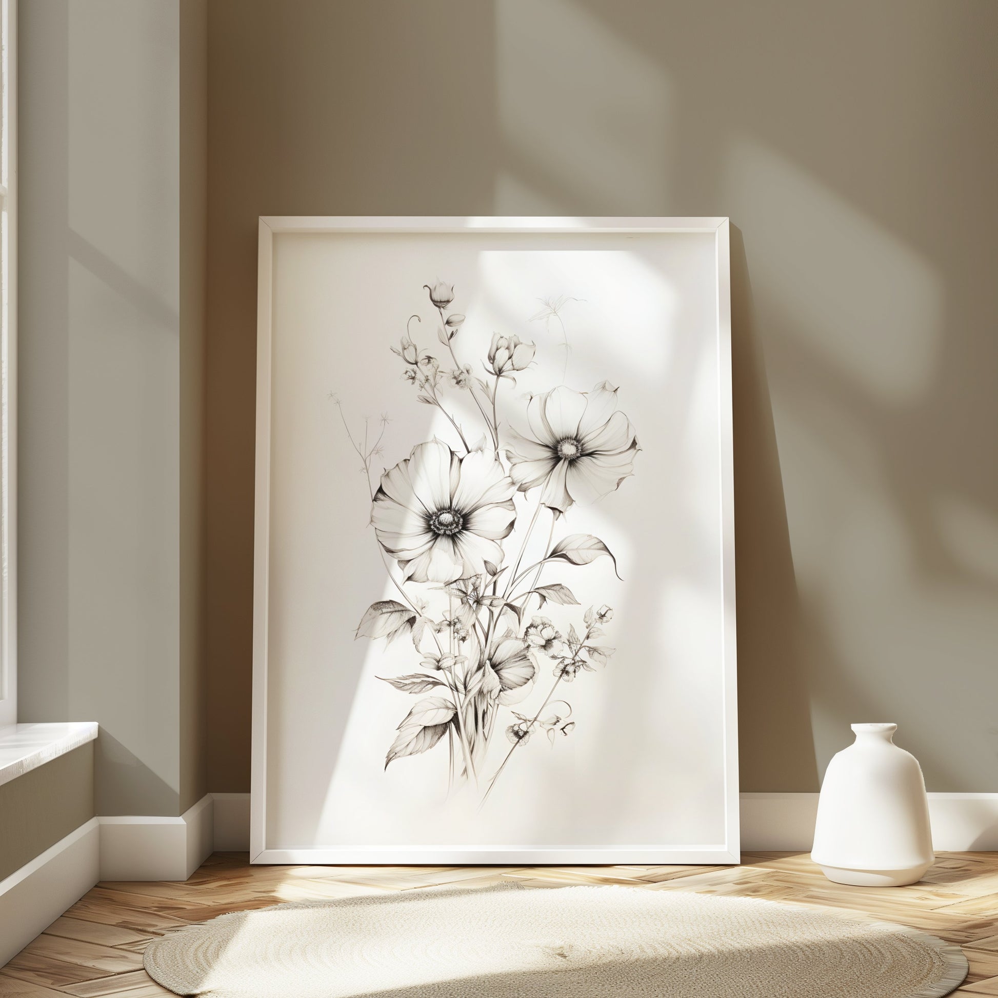 Premium Poster of Beautiful Floral Sketch Art for Home Decor Posters