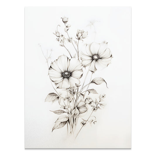 Premium Poster of Beautiful Floral Sketch Art for Home Decor Posters