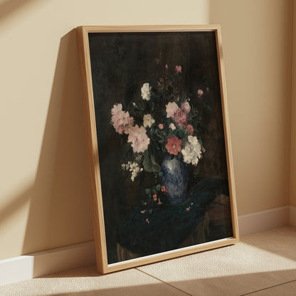 Premium Poster of Beautiful Flower Bouquet in Blue Vase Art Posters