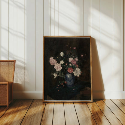 Premium Poster of Beautiful Flower Bouquet in Blue Vase Art Posters