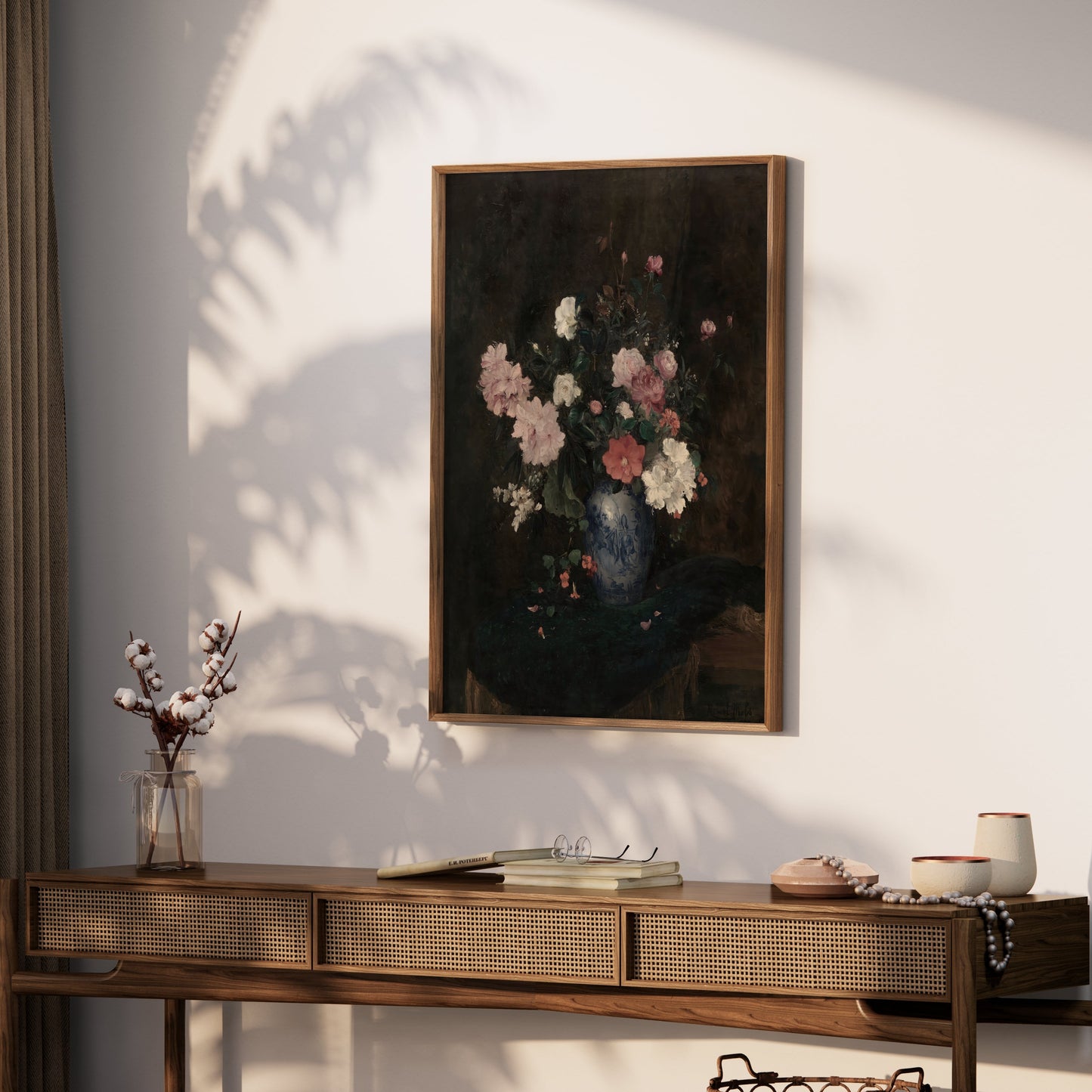 Premium Poster of Beautiful Flower Bouquet in Blue Vase Art Posters