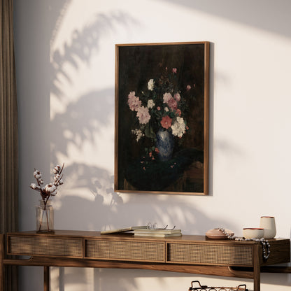Premium Poster of Beautiful Flower Bouquet in Blue Vase Art Posters
