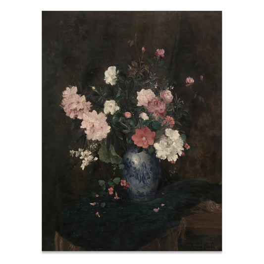 Premium Poster of Beautiful Flower Bouquet in Blue Vase Art Posters