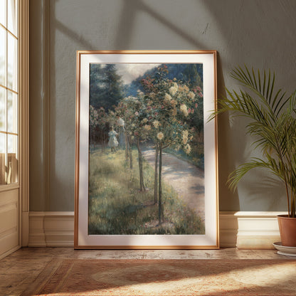 Premium Poster of Beautiful Garden Pathway Under Bright Sunlight Posters