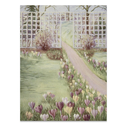 Premium Poster of Beautiful Garden Pathway with Flowering Field Posters