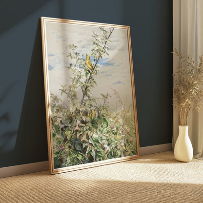 Premium Poster of Beautiful Garden Scene with Birds Artwork Posters