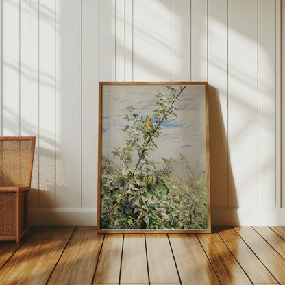 Premium Poster of Beautiful Garden Scene with Birds Artwork Posters