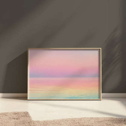 Premium Poster of Beautiful Gradient Ocean with Pastel Sky Art Print Posters