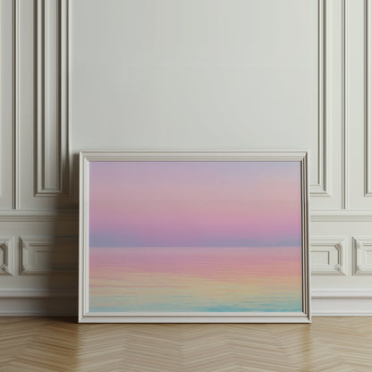 Premium Poster of Beautiful Gradient Ocean with Pastel Sky Art Print Posters