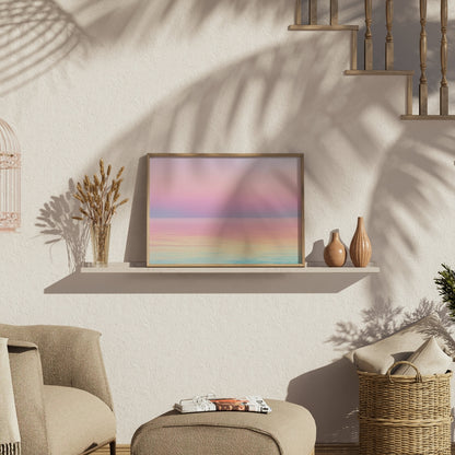 Premium Poster of Beautiful Gradient Ocean with Pastel Sky Art Print Posters
