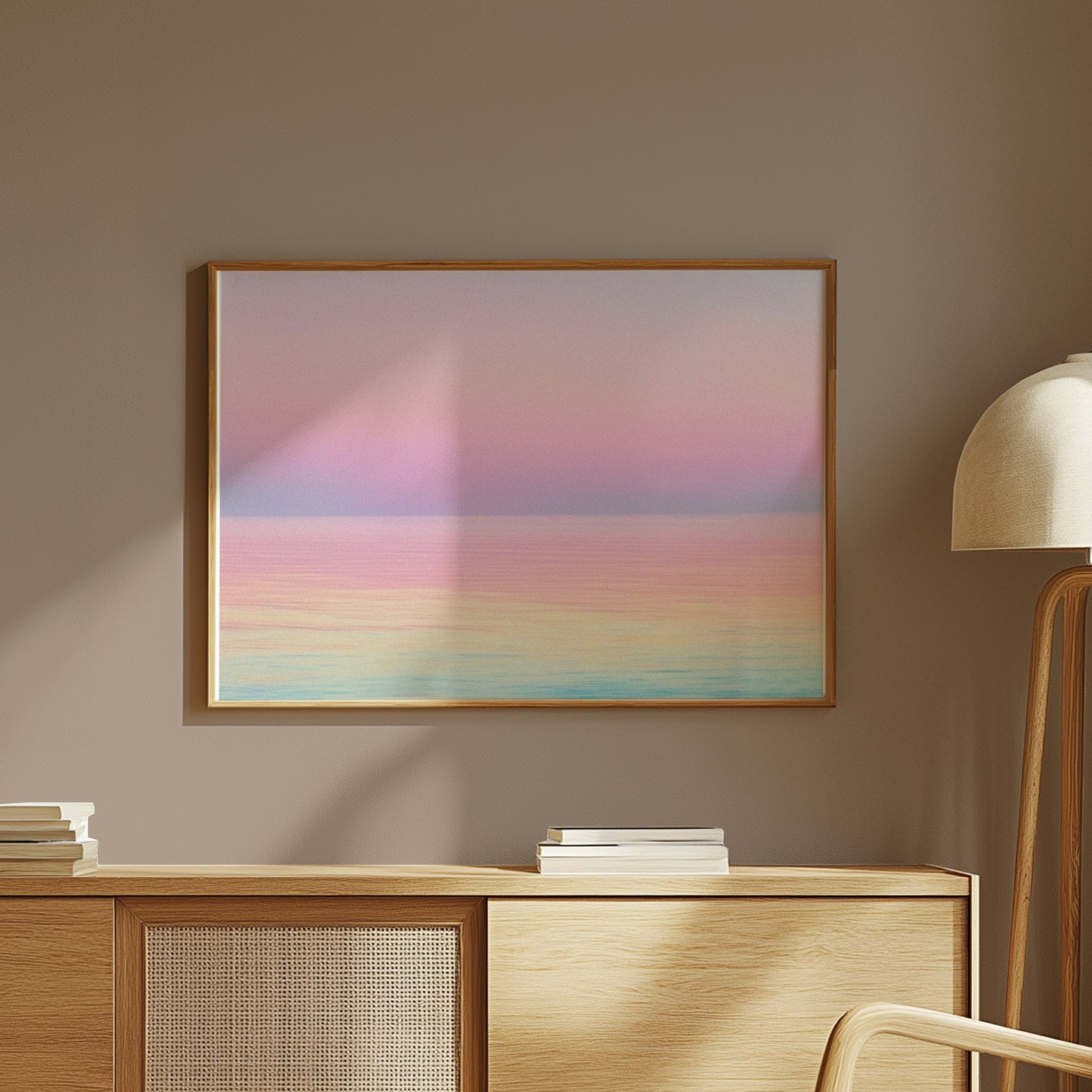 Premium Poster of Beautiful Gradient Ocean with Pastel Sky Art Print Posters