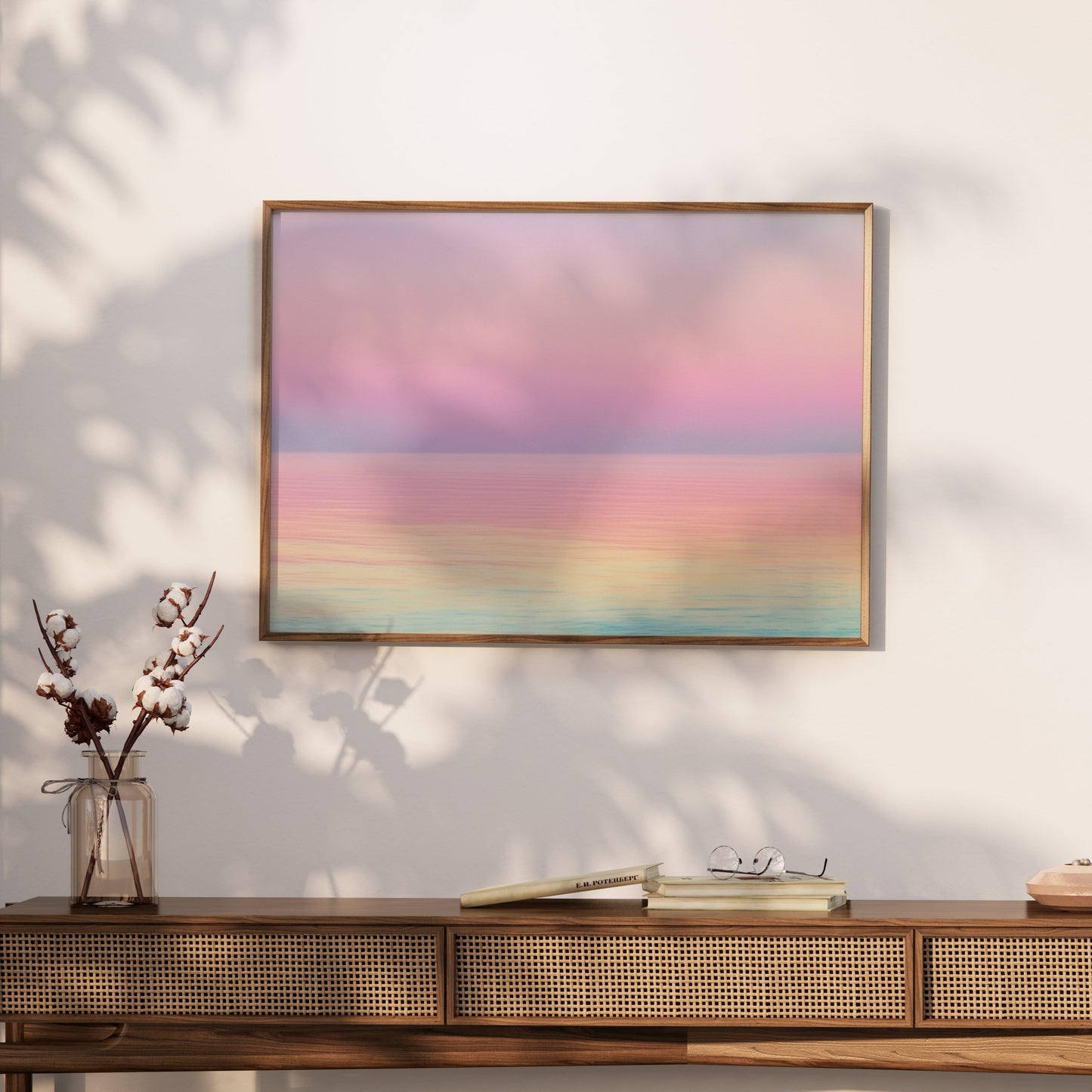 Premium Poster of Beautiful Gradient Ocean with Pastel Sky Art Print Posters