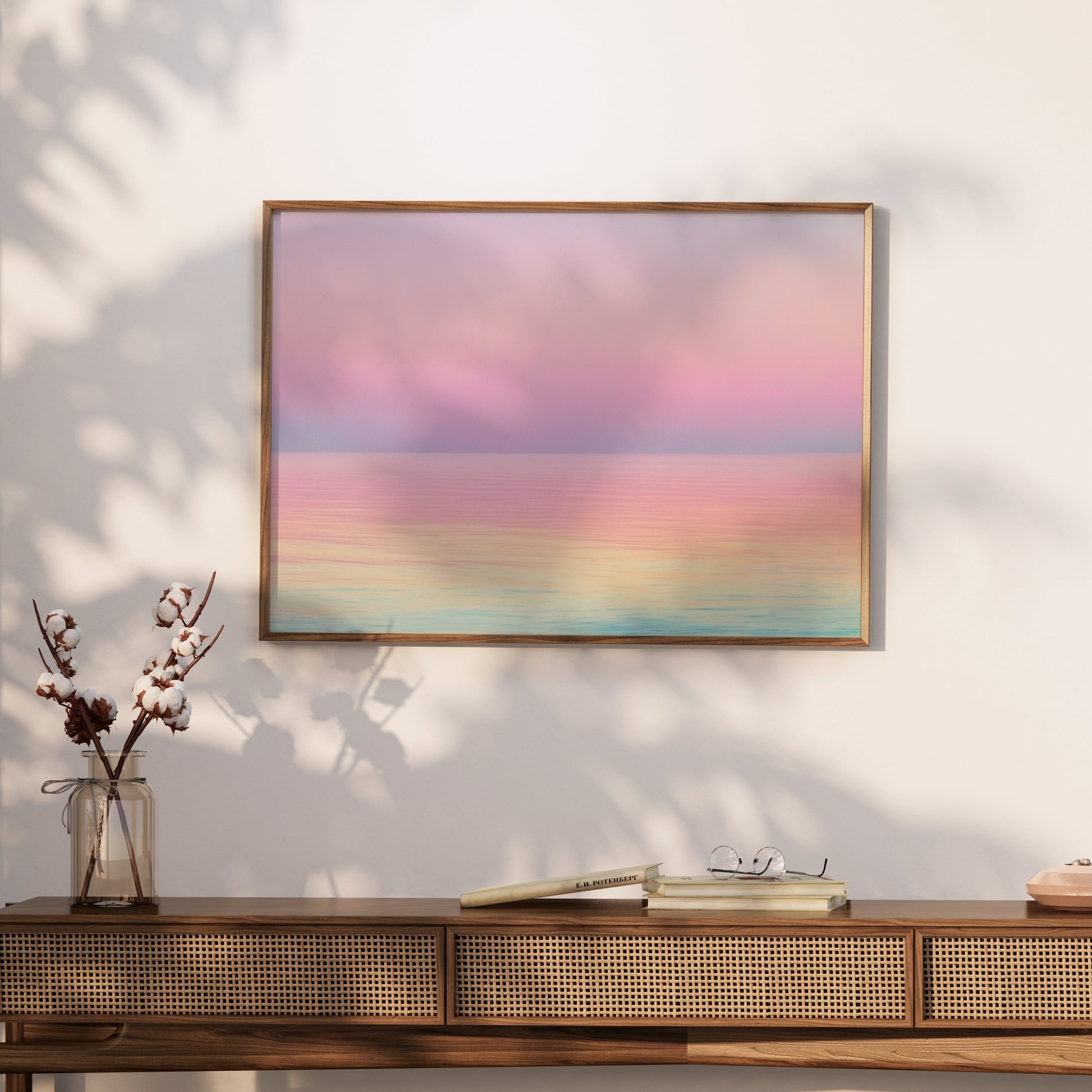 Premium Poster of Beautiful Gradient Ocean with Pastel Sky Art Print Posters