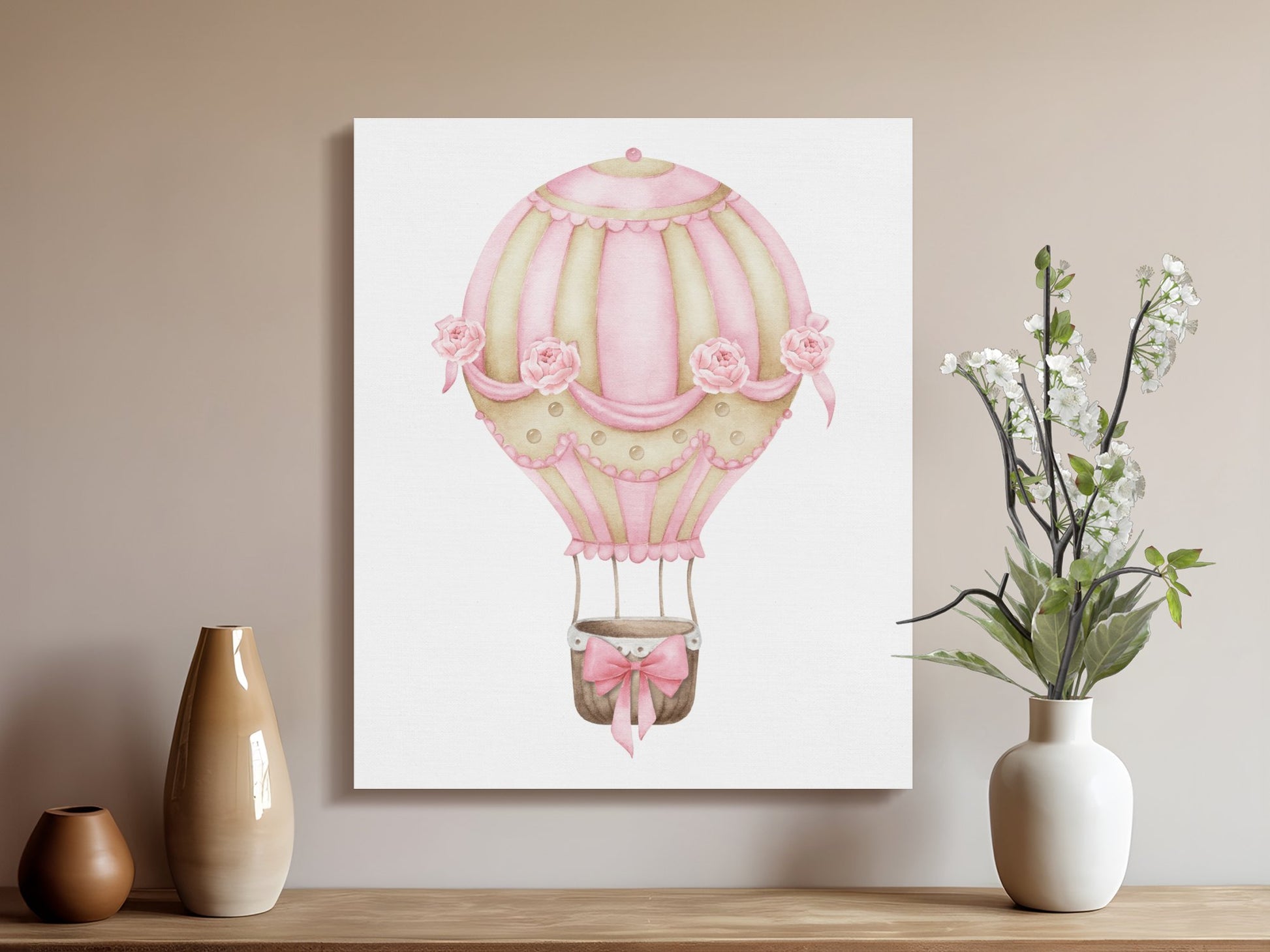 Premium Poster of Beautiful Hot Air Balloon Nursery Wall Art Canvas Wraps