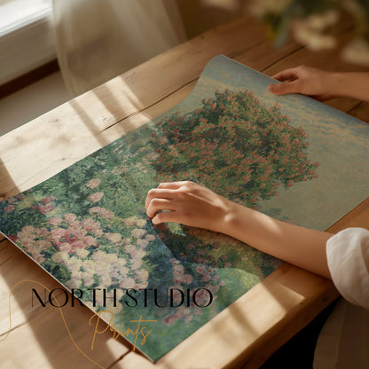 Premium Poster of Beautiful Impressionist Garden Scene Art Print Posters