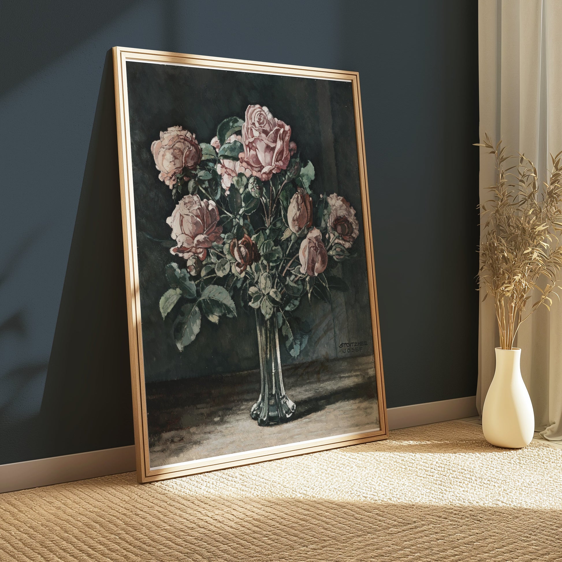 Premium Poster of Beautiful Impressionist Painting of Pink Roses Posters