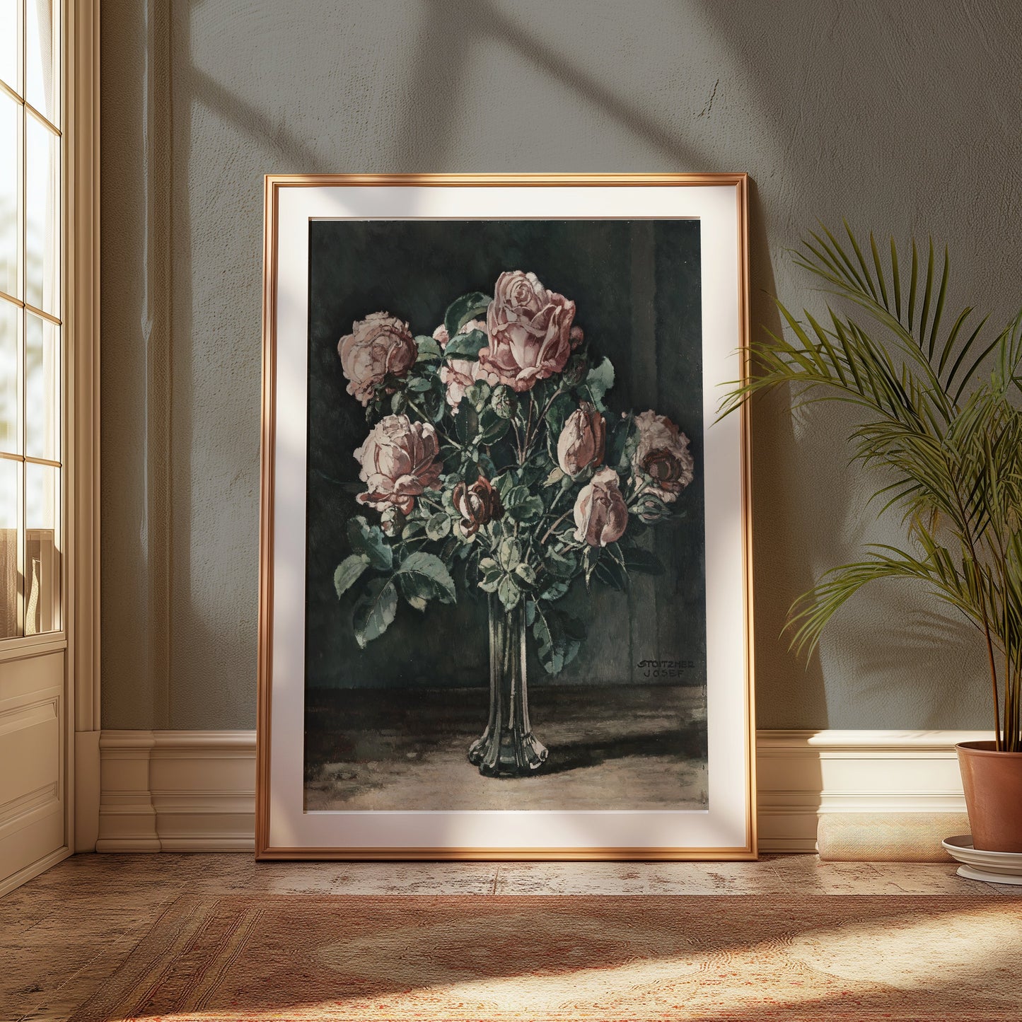 Premium Poster of Beautiful Impressionist Painting of Pink Roses Posters