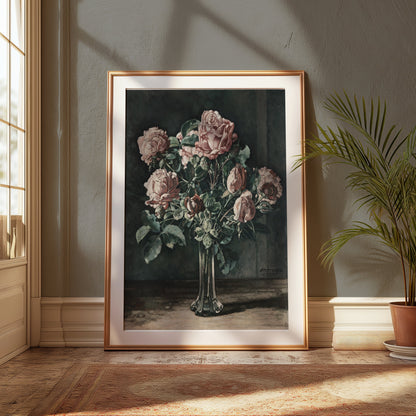 Premium Poster of Beautiful Impressionist Painting of Pink Roses Posters