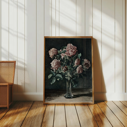 Premium Poster of Beautiful Impressionist Painting of Pink Roses Posters