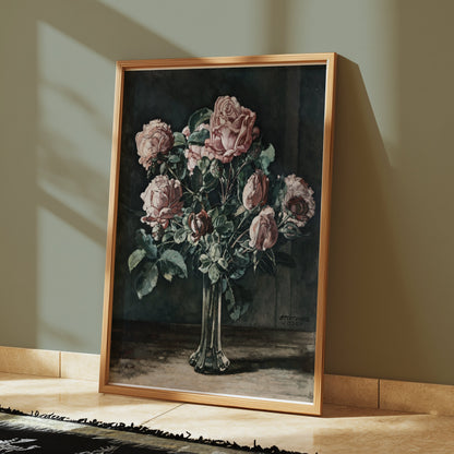 Premium Poster of Beautiful Impressionist Painting of Pink Roses Posters