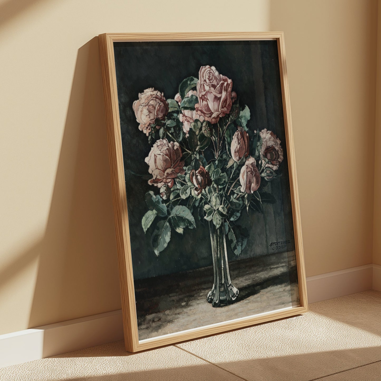 Premium Poster of Beautiful Impressionist Painting of Pink Roses Posters