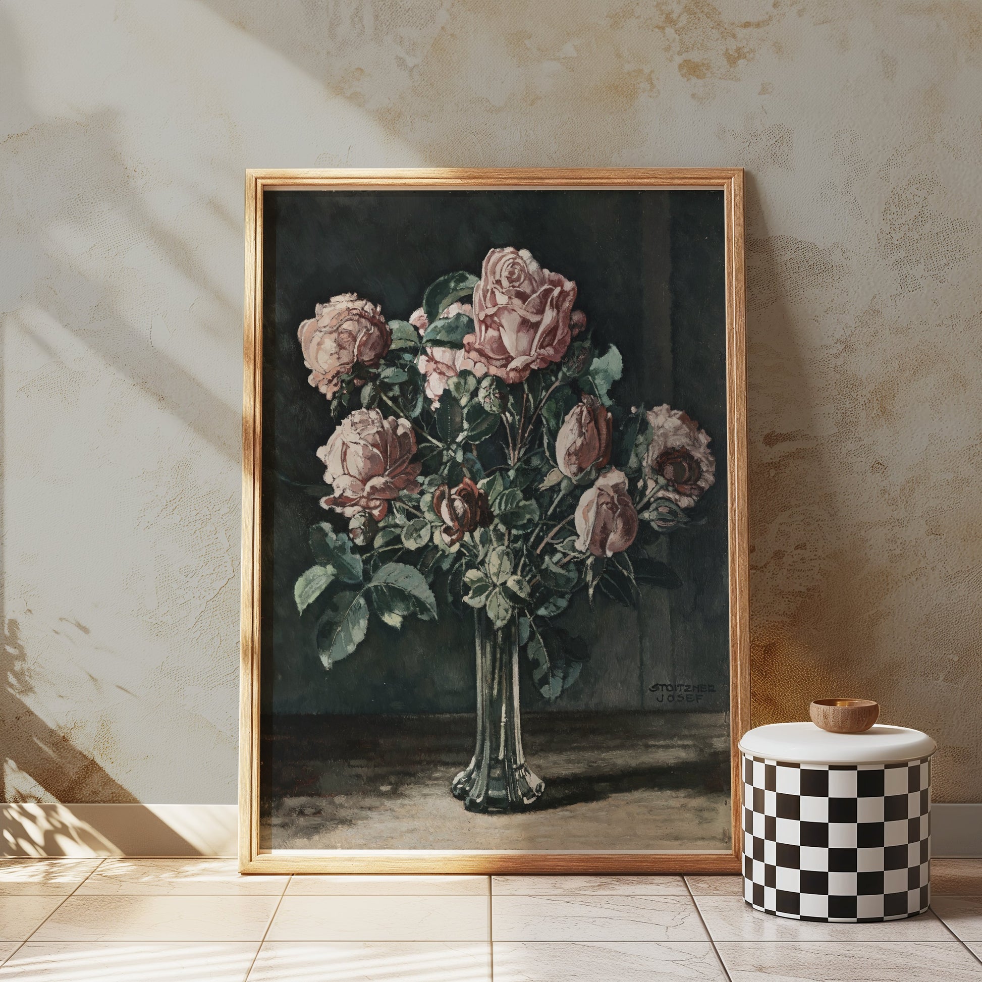 Premium Poster of Beautiful Impressionist Painting of Pink Roses Posters