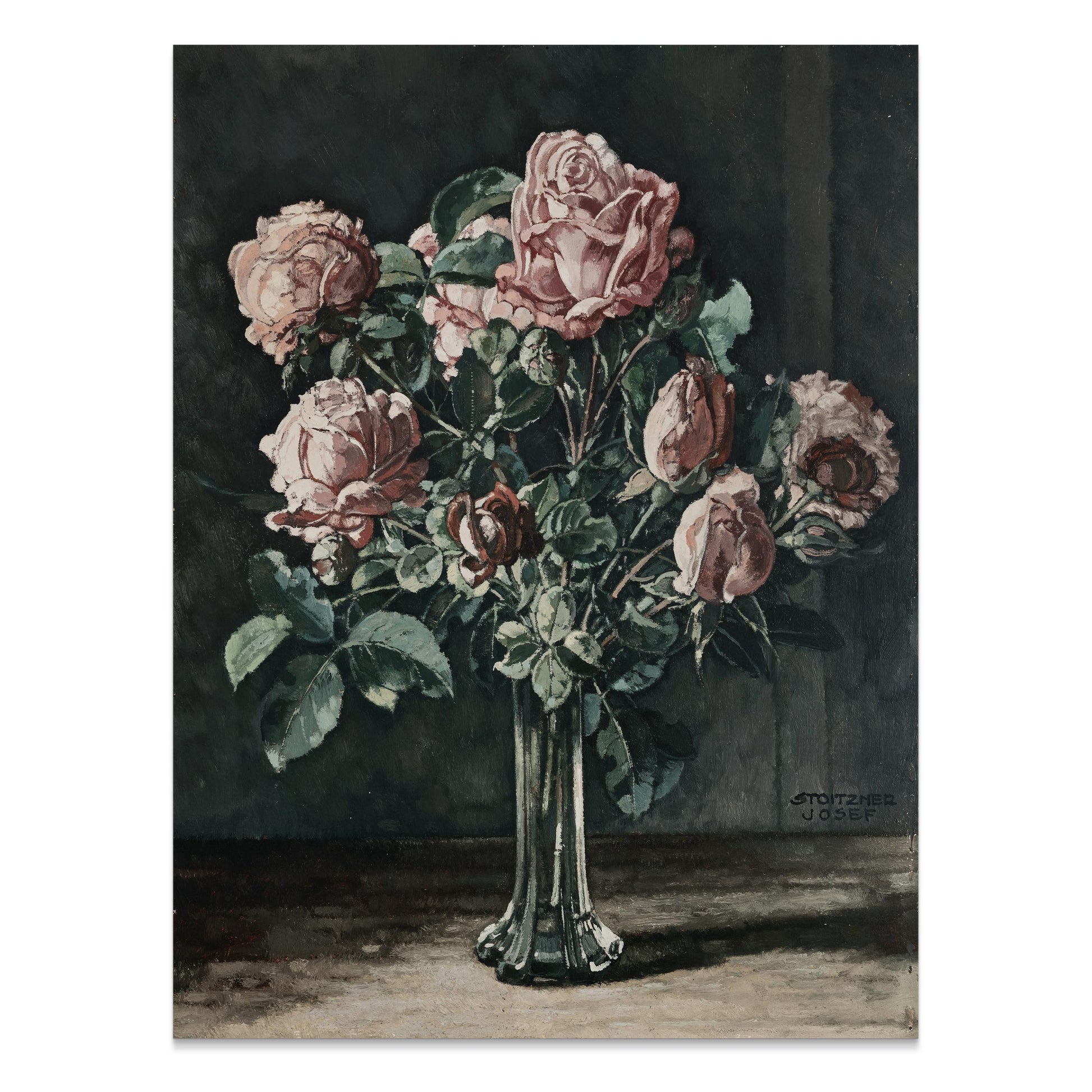 Premium Poster of Beautiful Impressionist Painting of Pink Roses Posters