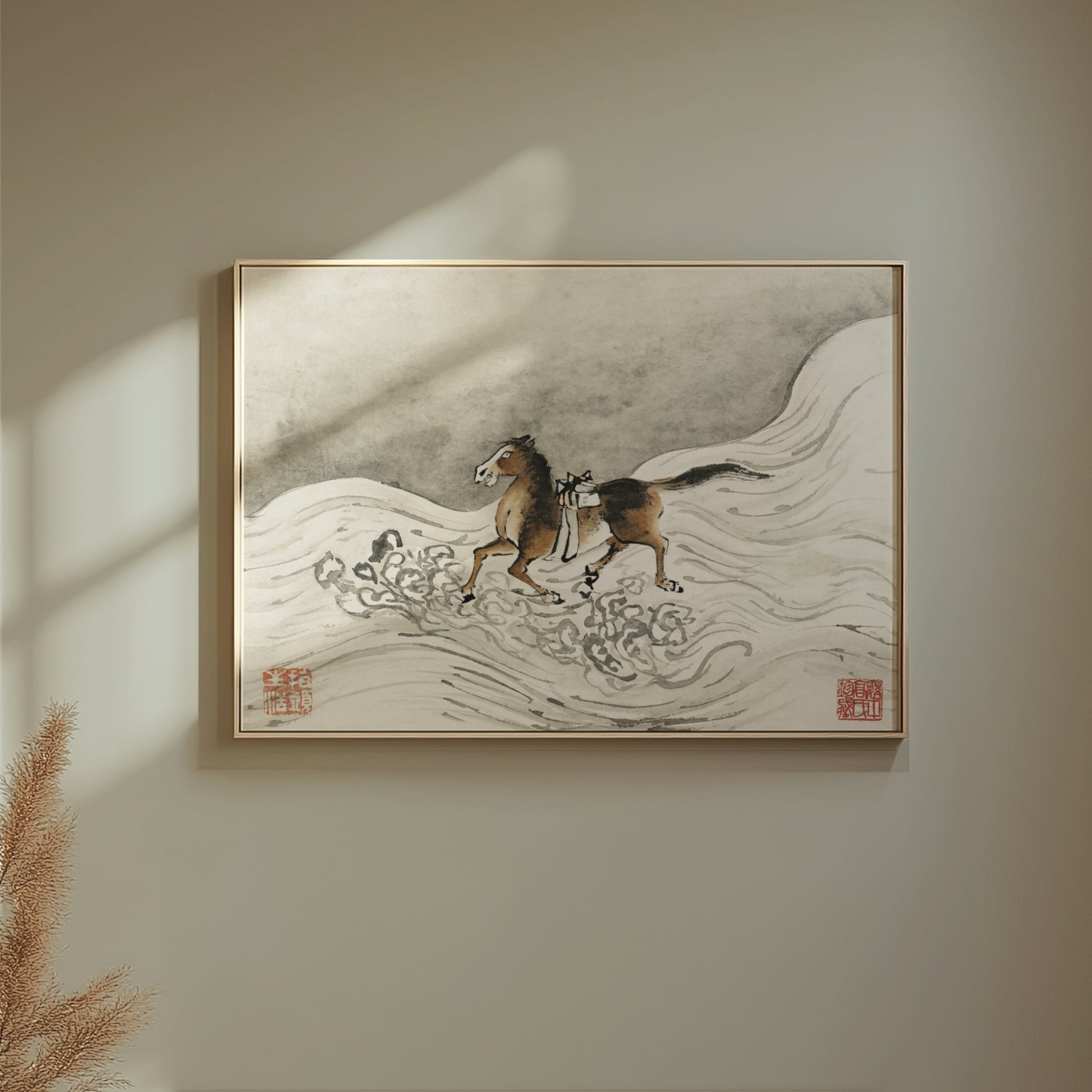 Premium Poster of Beautiful Japanese Art of Galloping Horse Posters