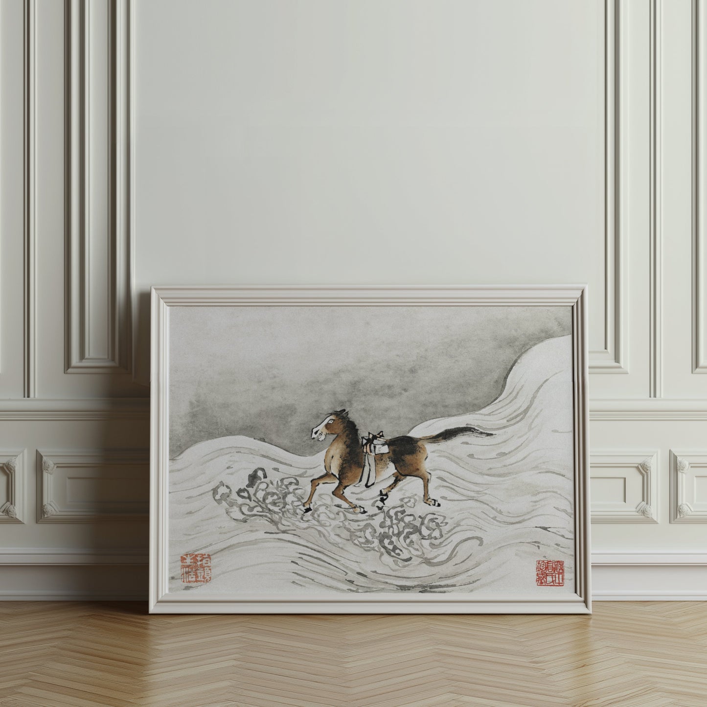 Premium Poster of Beautiful Japanese Art of Galloping Horse Posters
