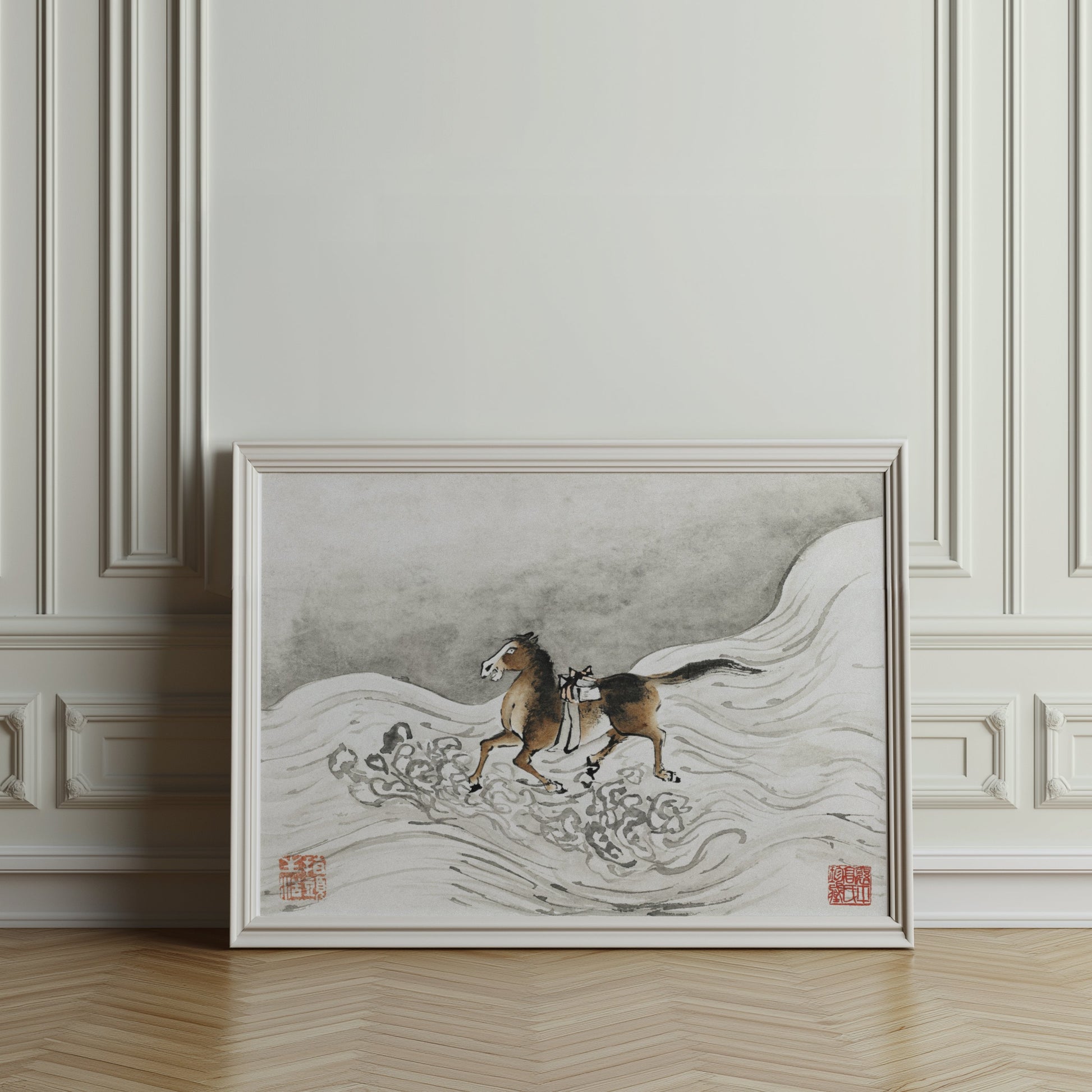 Premium Poster of Beautiful Japanese Art of Galloping Horse Posters