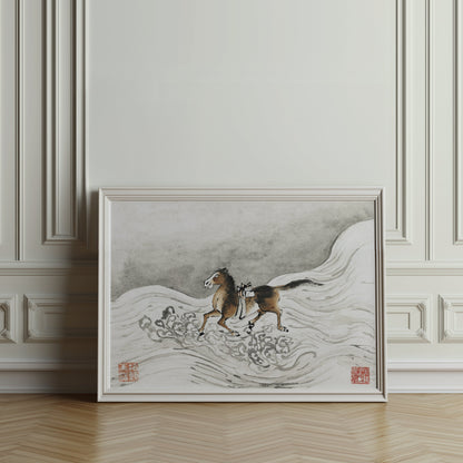 Premium Poster of Beautiful Japanese Art of Galloping Horse Posters