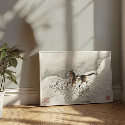 Premium Poster of Beautiful Japanese Art of Galloping Horse Posters