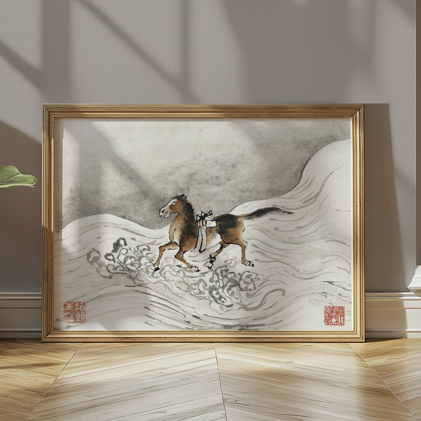 Premium Poster of Beautiful Japanese Art of Galloping Horse Posters