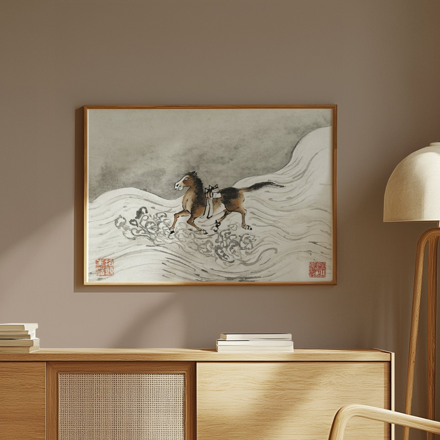 Premium Poster of Beautiful Japanese Art of Galloping Horse Posters