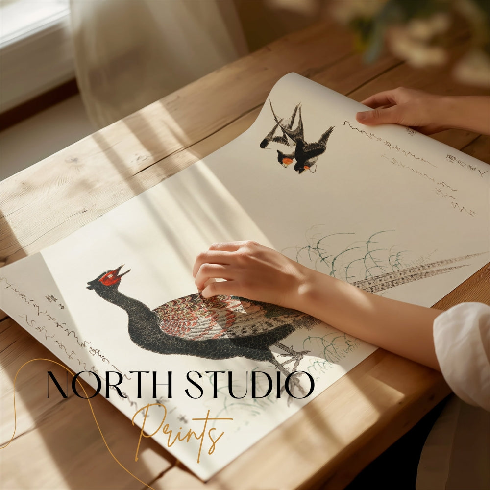 Premium Poster of Beautiful Japanese Art of Pheasant and Birds Posters