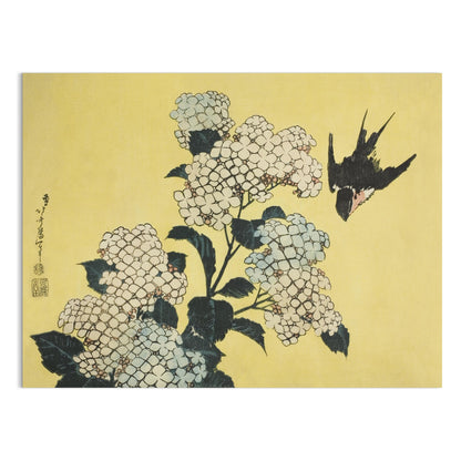 Premium Poster of Beautiful Japanese Bird and White Flowers Art Posters