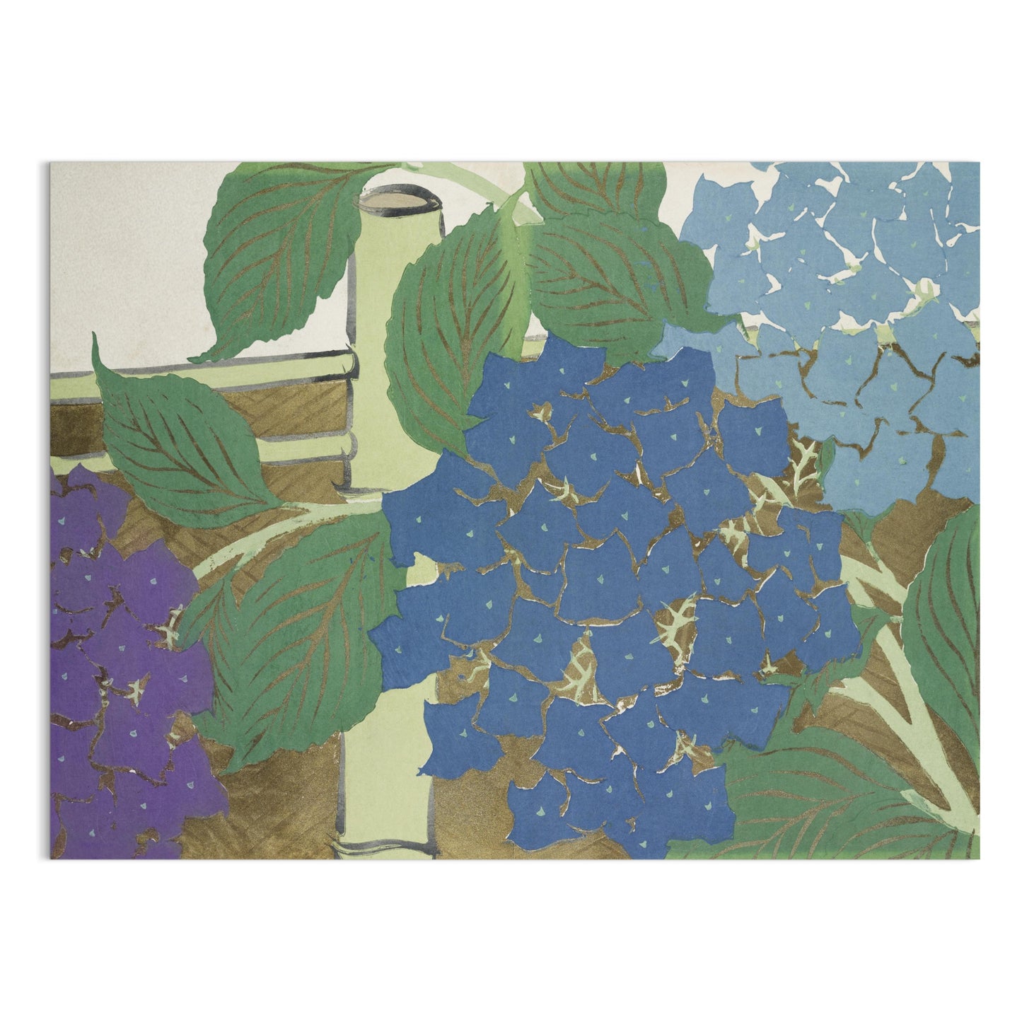 Premium Poster of Beautiful Japanese Hydrangea with Bamboo Posters