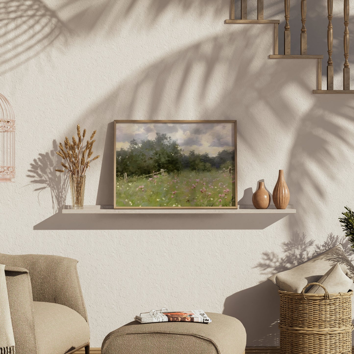 Premium Poster of Beautiful Landscape with Meadow Art Print on Posters