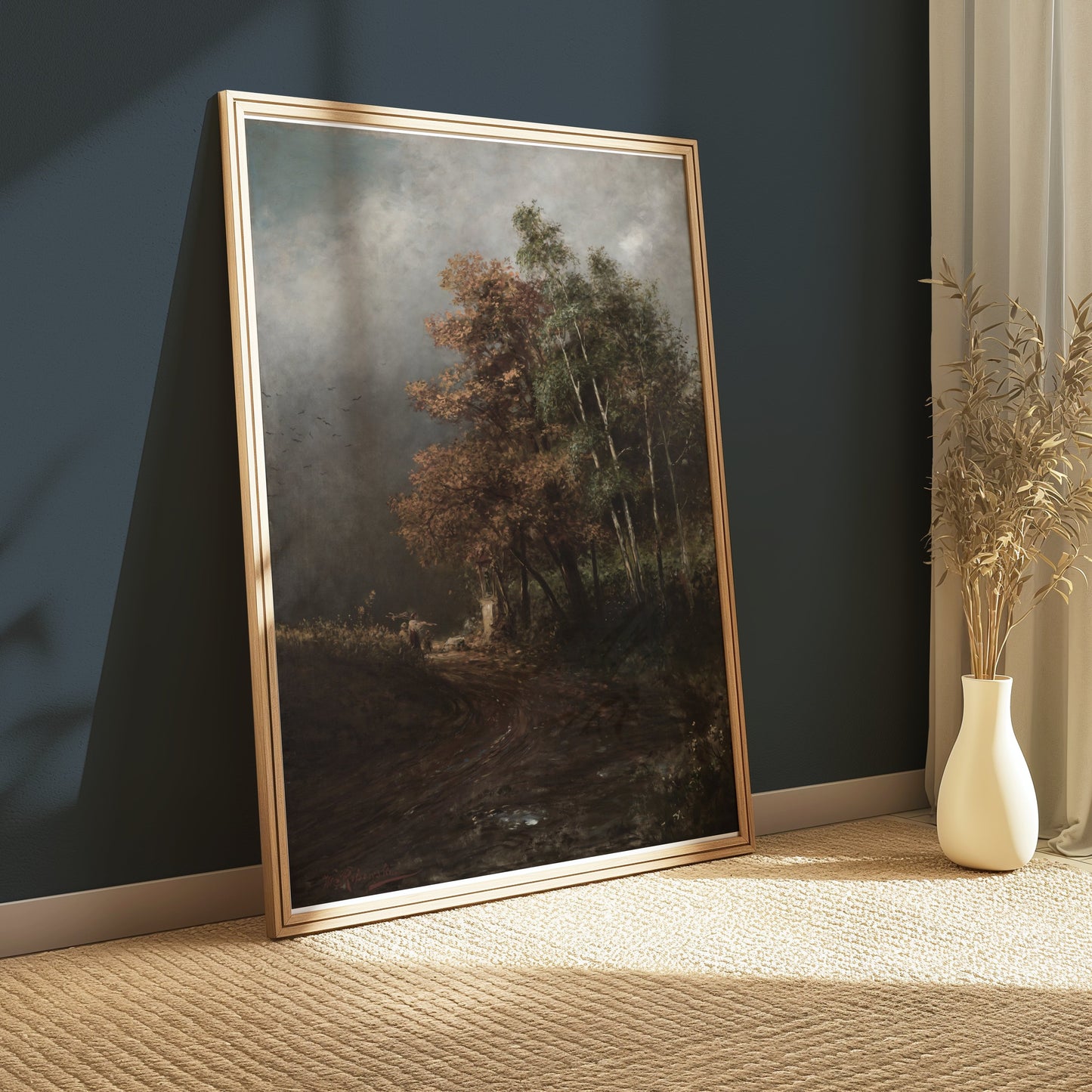 Premium Poster of Beautiful Landscape with Mist And Autumn Trees Posters
