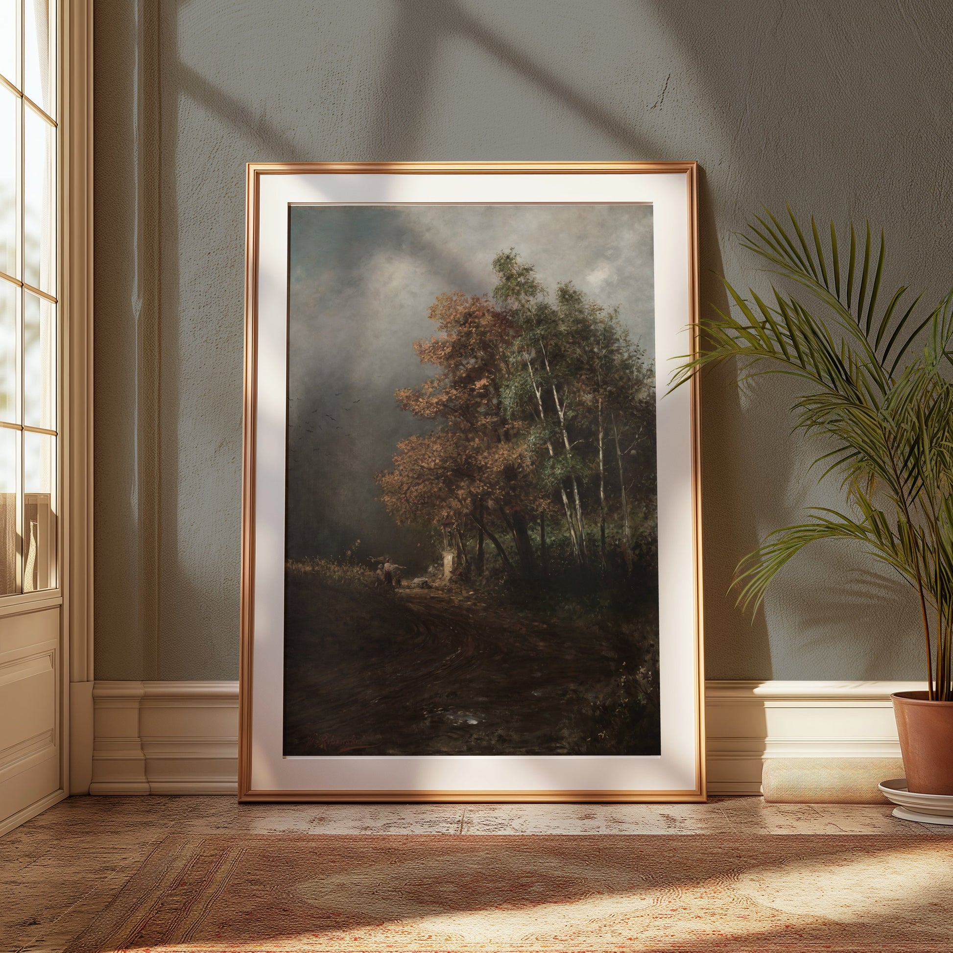 Premium Poster of Beautiful Landscape with Mist And Autumn Trees Posters
