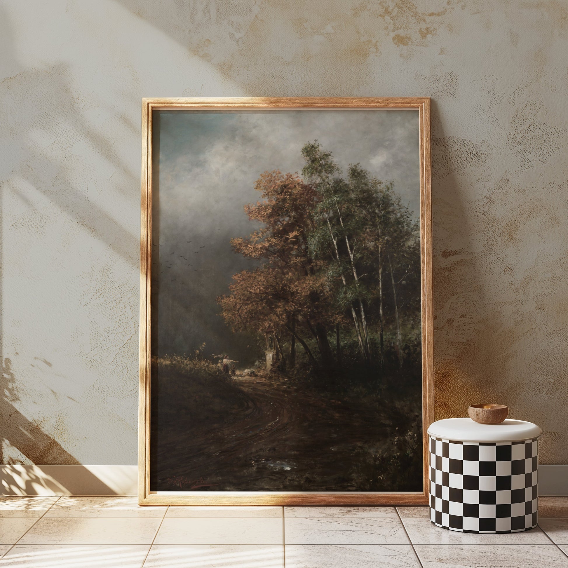 Premium Poster of Beautiful Landscape with Mist And Autumn Trees Posters
