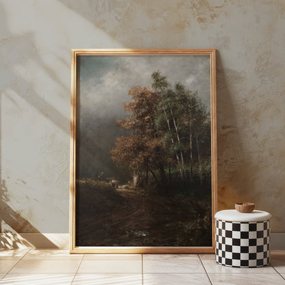 Premium Poster of Beautiful Landscape with Mist And Autumn Trees Posters