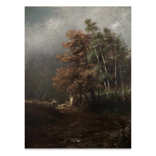 Premium Poster of Beautiful Landscape with Mist And Autumn Trees Posters