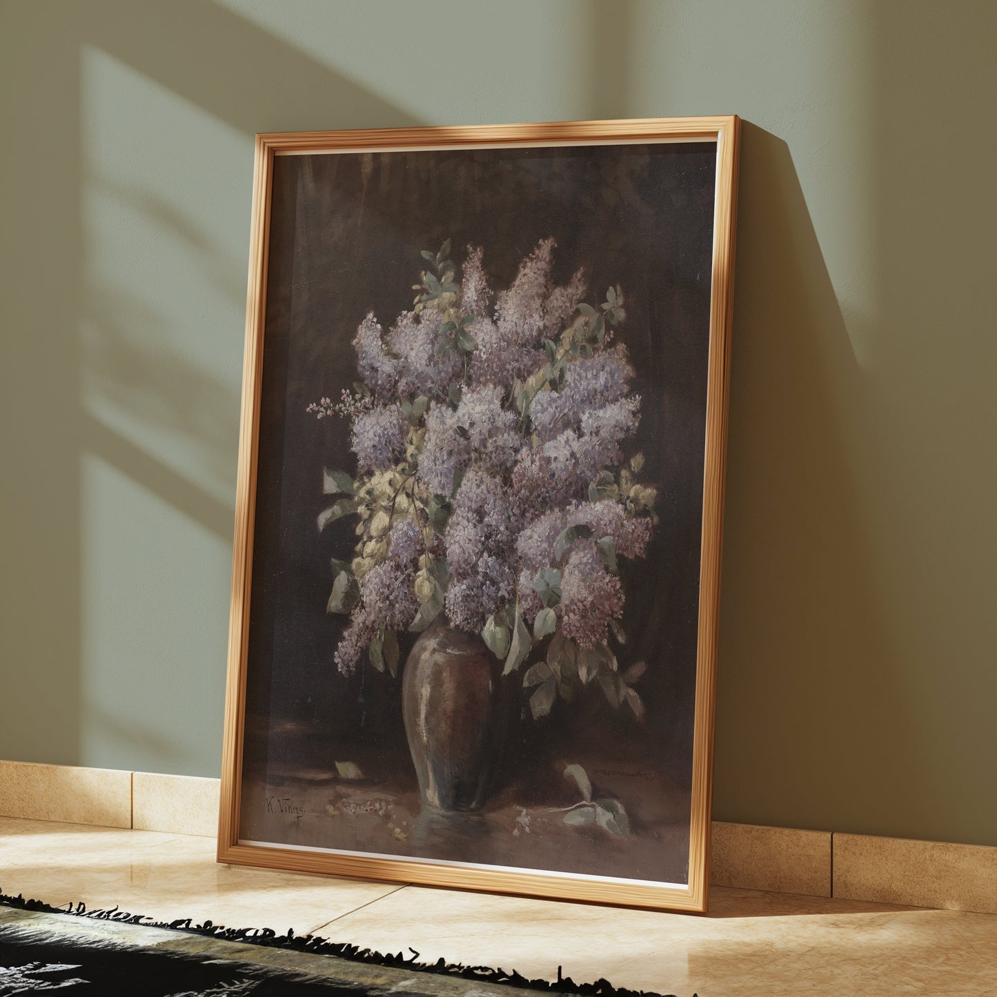 Premium Poster of Beautiful Lilac Flowers in Vase Still Life Art Posters